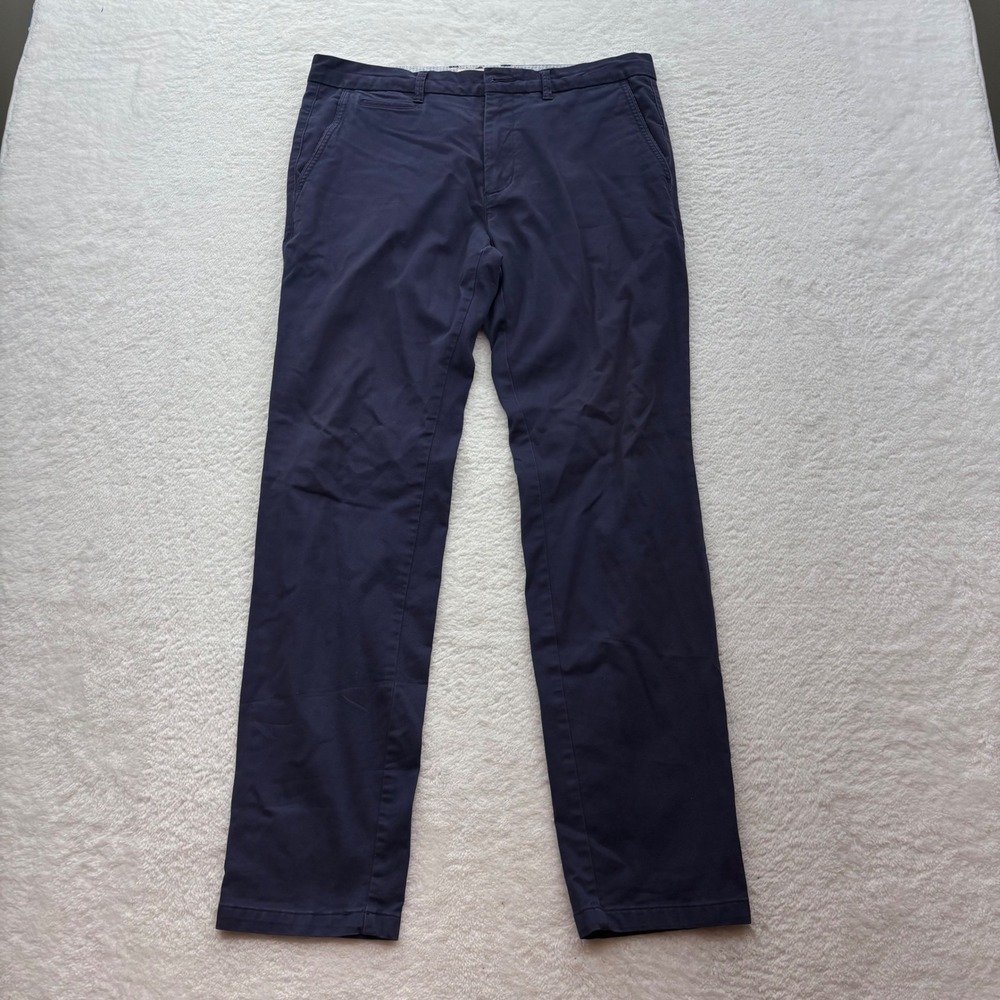 Perk Slim Fit Stretch Chino Pants Mens 33x32 Navy Blue Cotton Blend Trousers